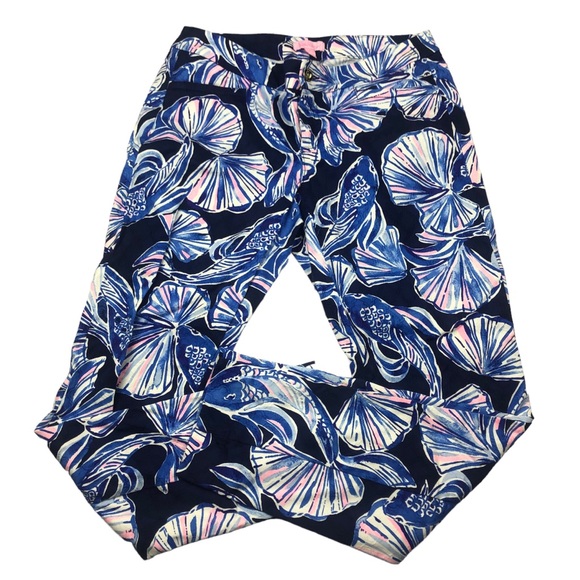 Pantalon Skinny Cheville Lilly Pulitzer - Taille 2/4 - Indigo Et Rose - Neuf Avec étiquettes